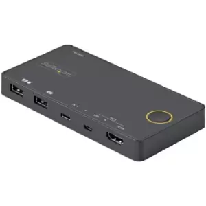 StarTech.com 2 Port Hybrid USB-A + HDMI & USB-C KVM Switch - Single 4K 60Hz HDMI 2.0 Monitor - Compact Desktop and/or Laptop HDMI KVM Switch - USB Bus