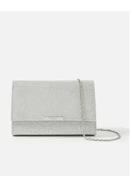 Accessorize Lurex Box Clutch, Silver, Women