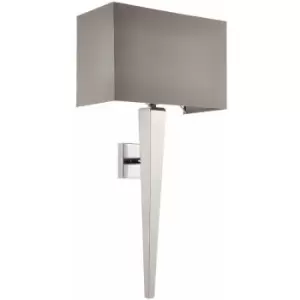 Loops - Rectangular Dimmable Wall Light Chrome & Grey Shade Modern Bedside Lamp Fitting