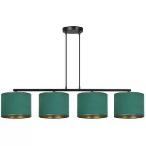 Emibig Hilde Black Bar Pendant Ceiling Light with Green Fabric Shades, 4x E27