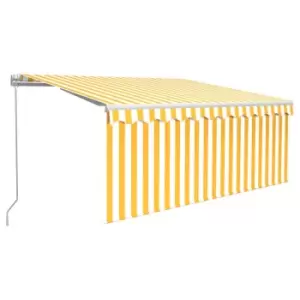 Vidaxl Manual Retractable Awning With Blind&led 3X2.5M Yellow & White