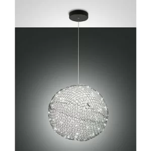 Fabas Luce Sumter LED Spherical Pendant Ceiling Light Black Glass