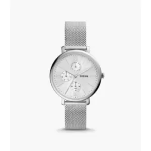 Fossil Womens Jacqueline Multifunction Stainless Steel Mesh Watch - Silver