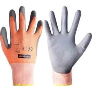 Cut Resistant Gloves, Pu Coated, Grey/Orange, Size 9