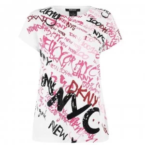 DKNY Graffiti Glitter T Shirt - White/Black ZSJ