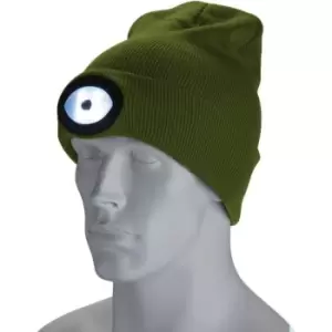 Draper Beanie Hat and USB Rechargeable LED Headlight Green One Size