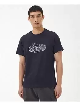 Barbour International Gear Motorcycle Graphic T-Shirt - Navy, Size L, Men