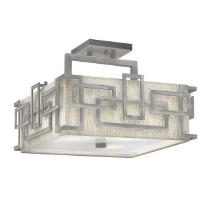 3 Light Semi Flush Mount Ceiling Light Nickel, E27