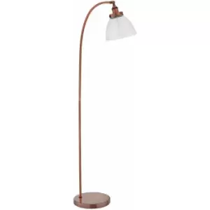 Loops - Curved Arm Floor Lamp Aged Copper Tall Free Standing Metal Retro Reading Light