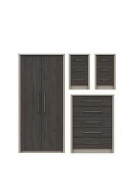 Smyth 3 Piece Ready Assembled Package - 2 Door Wardrobe, 5 Drawer Chest And 2 Bedside Chests