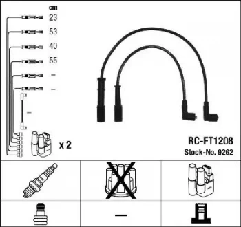 NGK RC-FT1208 Ignition Lead Set NTK Inductive Resistor 4 Circuit