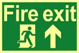 Fire Exit Run Man Arrow Up Sign Rigid S/A Lum.Brd