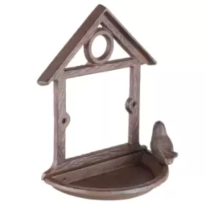 Hi Hanging Bird Feeder House Shape 18cm Brown