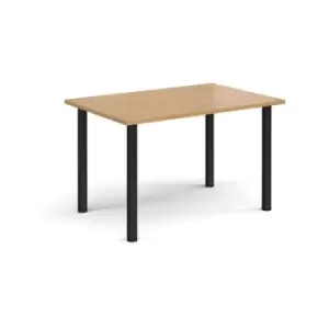 Rectangular Black radial leg meeting table 1200mm x 800mm - oak