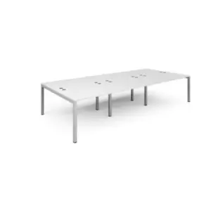 Bench Desk 6 Person Rectangular Desks 3600mm White Tops With Silver Frames 1600mm Depth Connex