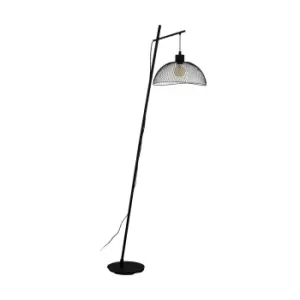 Standing Floor Lamp Light Black Mesh Shade 1 x 60W E27 Bulb Tall Living Room