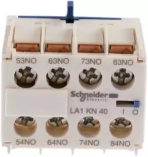 Schneider Electric Auxiliary Contact - 4NO, 4 Contact, Front Mount, 10 A