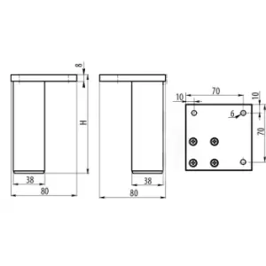 Sofa Plinth Coffe Table Aluminium Leg 100 x 38 mm