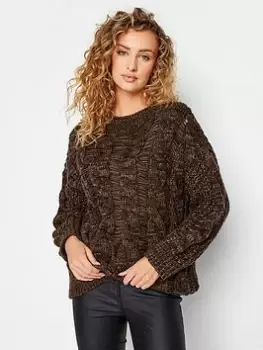 Long Tall Sally Chocolate Long Sleeve Knitted Jumper, Brown, Size 10-12, Women