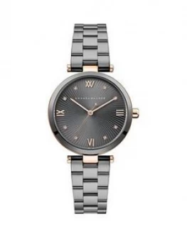 Amanda Walker Eva Grey Sunray And Rose Gold Detail Dial Gunmetal Grey Stainless Steel Bracelet Ladies Watch