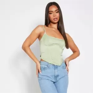 I Saw It First Satin Cupped Detail Cami Corset Top - Green