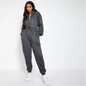 I Saw It First Brushback Toggle Waist Long Sleeve Jumpsuit - Grey