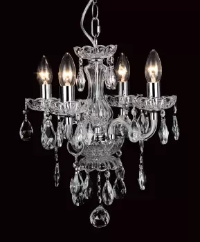 Rodeo Clear Crystal 4 Arm Chandelier