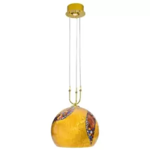 Kolarz LUNA - Designer Glass Dome Pendant Light Polished Gold - Kiss Gold Pattern, 2x E27,GU10