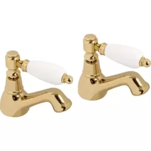 Deva Georgian Taps Basin Pillar (2 Pack) in Gold