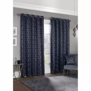 Emma Barclay Hartford Eyelet Curtain 66 x 54 Navy