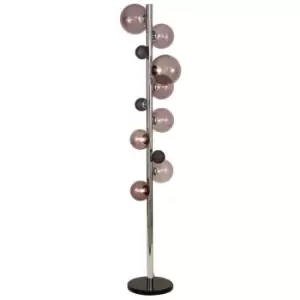 Luminosa Lighting - Floor Lamp, 8 x G9, Polished Chrome, Smoked Glass