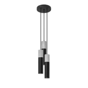 Borgio Cluster Pendant Ceiling Light, Grey, Black, 3x GU10