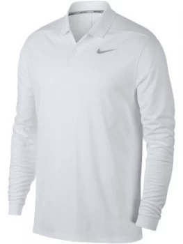 Mens Nike Long Sleeve Victory Polo White