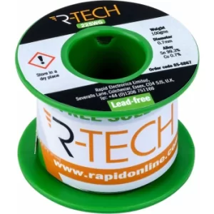 R-TECH 856867 Lead-Free Solder Wire 22SWG 0.7mm 100g Reel