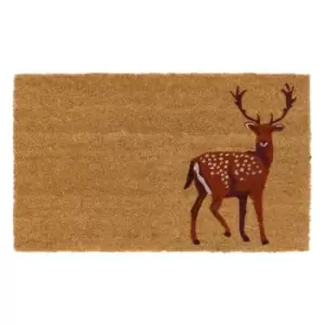 JVL Stag Print, Latex Backed Coir Mat, 45x75cm - Multi