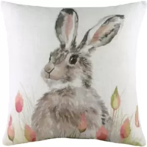 Evans Lichfield - Hedgerow Hare Cushion White - White