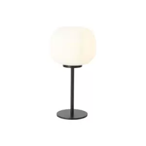 Cheektowaga Small Oval Ball Tall Table Lamp E27 Matt Black Base With Frosted White Glass Globe