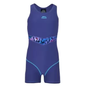 Slazenger Splice Boyleg Swimsuit Girls - Blue