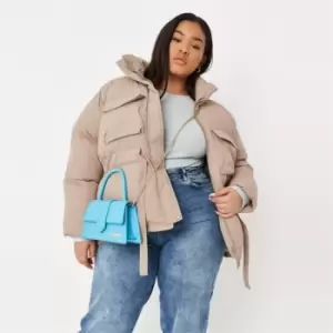 Missguided Tie Waist Puffer - Neutral