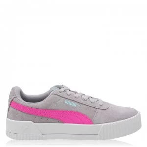 Puma Carina Suede Junior Girls Trainers - Grey/Pink