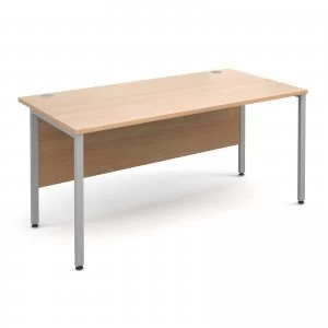 Maestro 25 SL Straight Desk 1600mm x 800mm - Silver H Frame Beech top