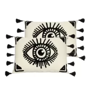 Furn. Ashram Eye Twin Pack Polyester Filled Cushions Monochrome