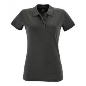 SOLS Womens/Ladies Perfect Pique Short Sleeve Polo Shirt (L) (Charcoal Marl)