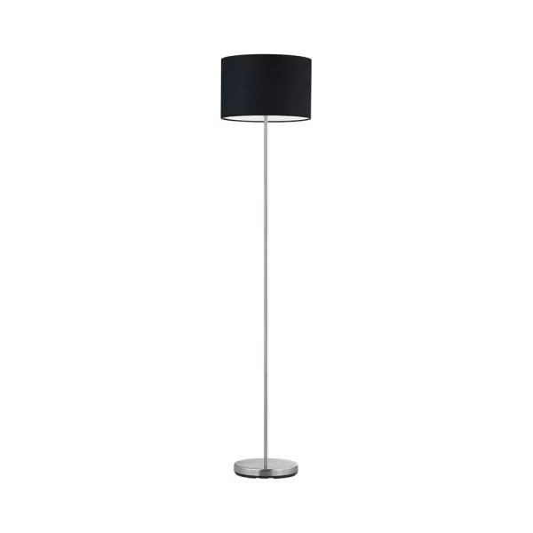 Hotel Modern Floor Lamp with Shade Nickel Matt with Footswitch with Black Shade