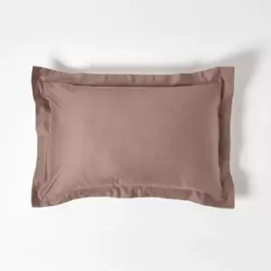 Brown Organic Cotton Oxford Pillowcase 400 Thread Count - Brown - Brown - Homescapes