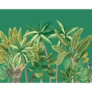 Tropical Palm Trees Green Wall Mural - 3m x 2.4m