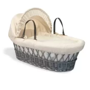 Clair de Lune Waffle Grey Wicker Moses Basket - Cream