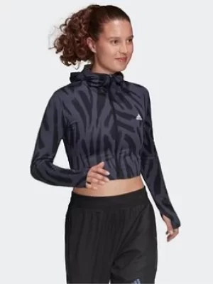 adidas Run Icon Allover Print Long-sleeve Top Running Long-sleeve Top, Pink, Size S, Women