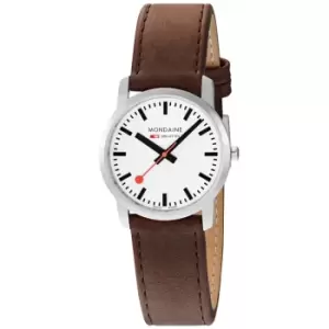 Mondaine Simply Elegant Quartz White Dial Leather Strap Ladies Watch A400.30351.11SBG