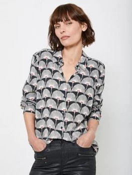 Mint Velvet Jude Geo Print Shirt - Black, Size 14, Women